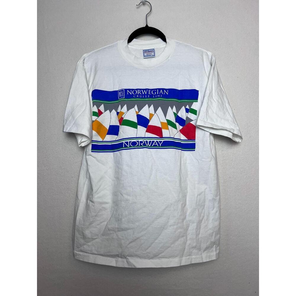 Vintage Norwegian Cruise Line Short Sleeve T-Shirt Size Large Single Stitch - Picture 1 of 6